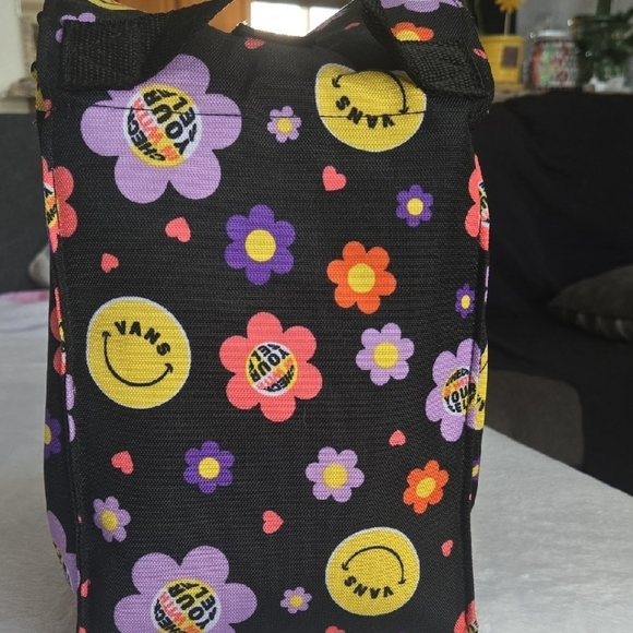 Vans Black Floral and Smiley Face Lunch Bag - Picture 2 of 5
